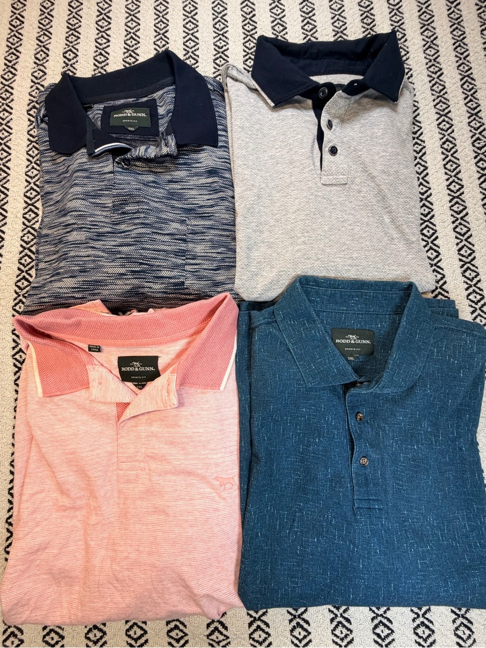 Lot of 4 Men's Rodd & Gunn Polo Shirts Size 3XL Navy blue Gray Pink Short Sleeve
